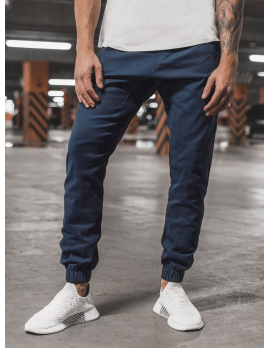 Pánske chino nohavice - joggery O/399 tmavomodré XXL